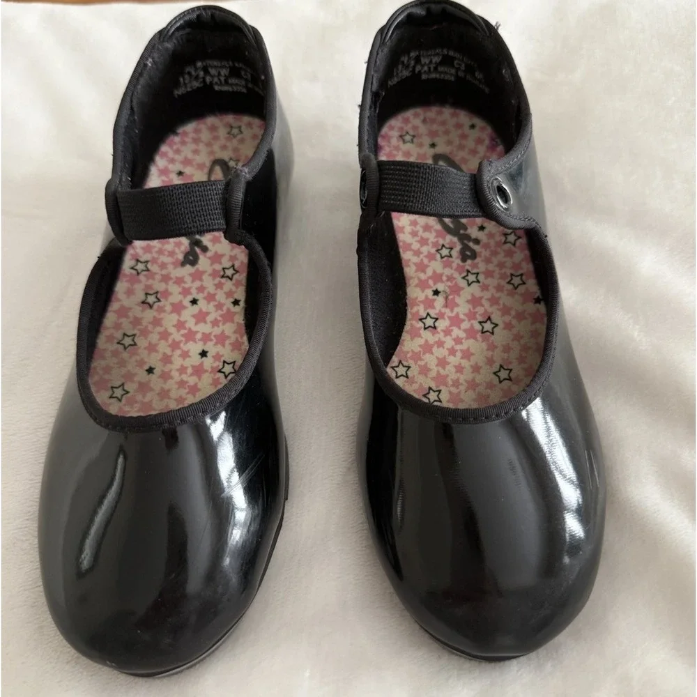 Capezio Tele Tone Tap Shoes Girls 13.5‎ Black Mary Jane Dance Shoes